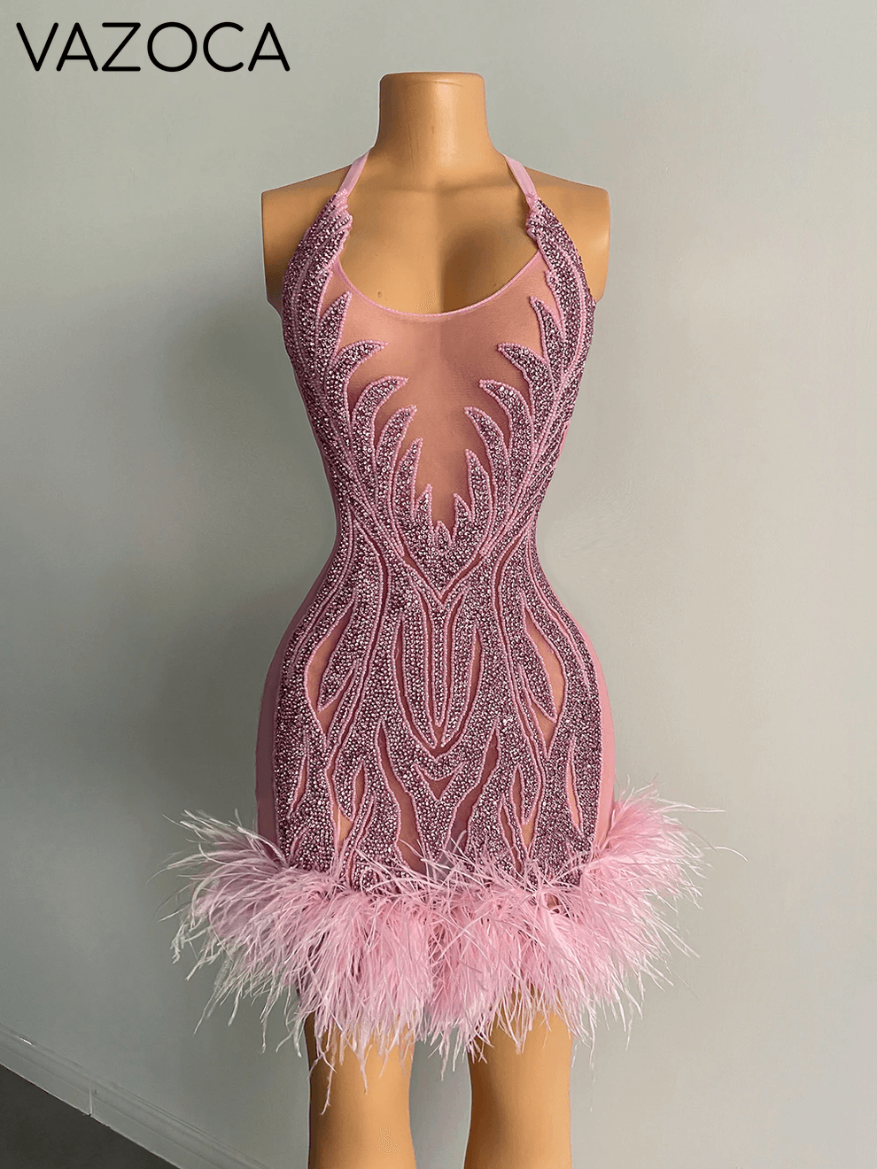 The One Crystal Feather Mini Dress