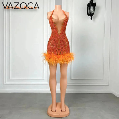The One Crystal Feather Mini Dress