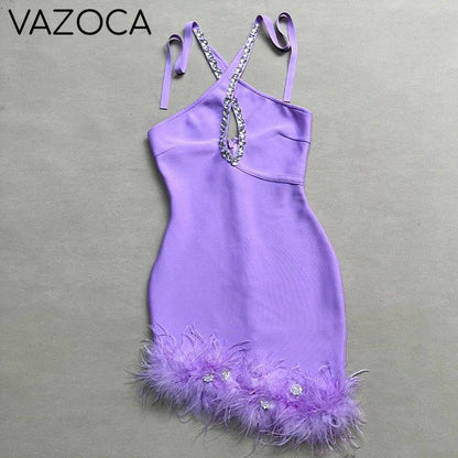 Tia Feather Bandage Mini Dress