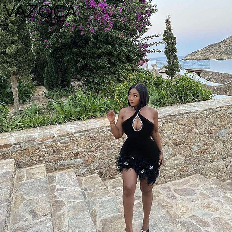 Tia Feather Bandage Mini Dress