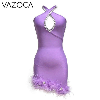 Tia Feather Bandage Mini Dress