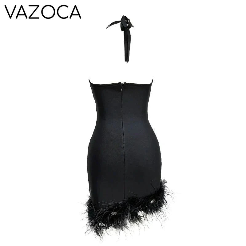 Tia Feather Bandage Mini Dress