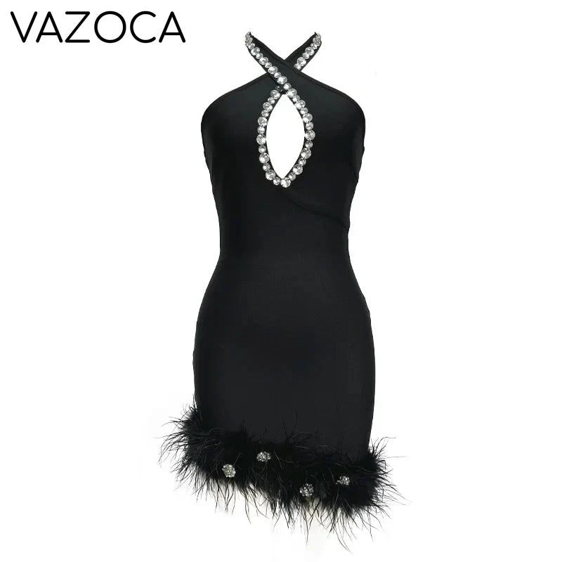 Tia Feather Bandage Mini Dress