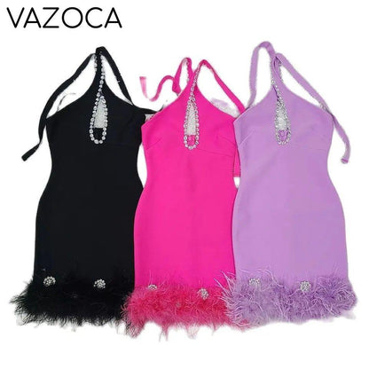 Tia Feather Bandage Mini Dress