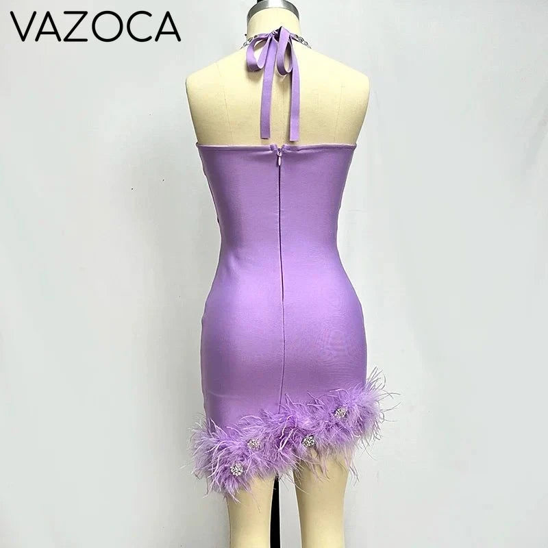 Tia Feather Bandage Mini Dress