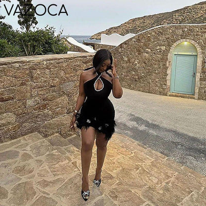 Tia Feather Bandage Mini Dress
