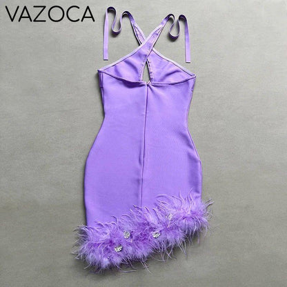 Tia Feather Bandage Mini Dress