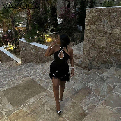 Tia Feather Bandage Mini Dress