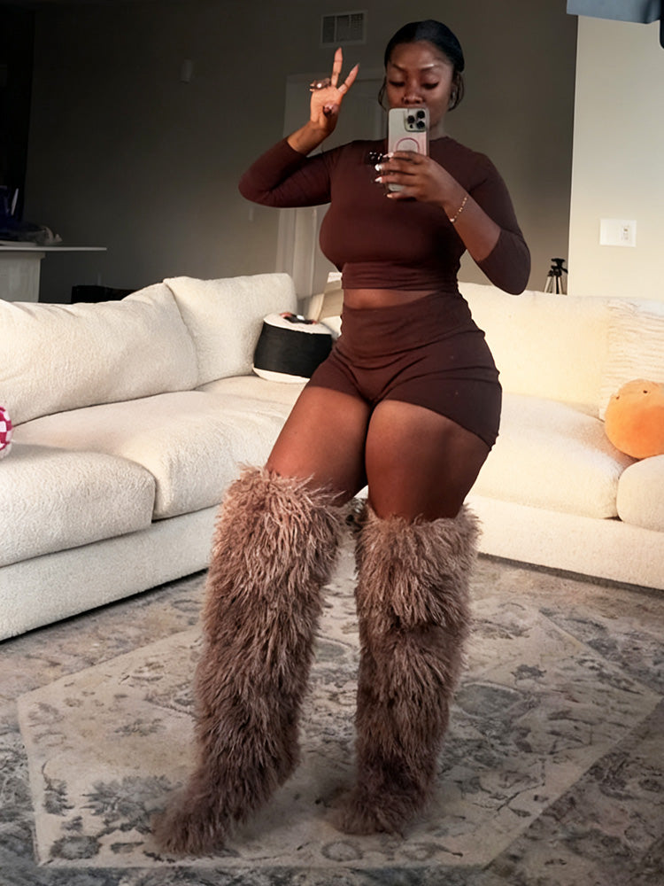 Thigh High Mongolian Fur Boots