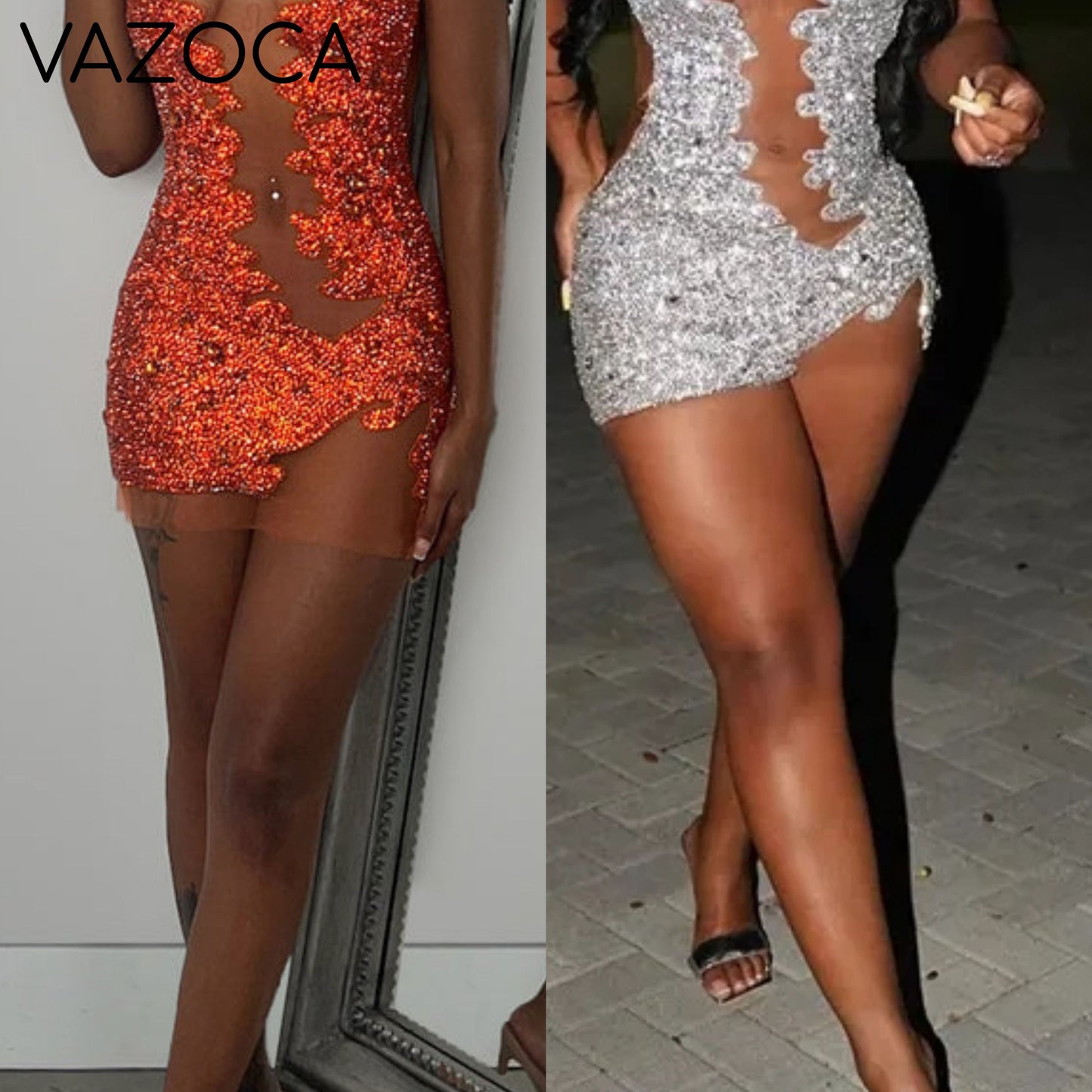 Unique Rhinestone Mini Dress