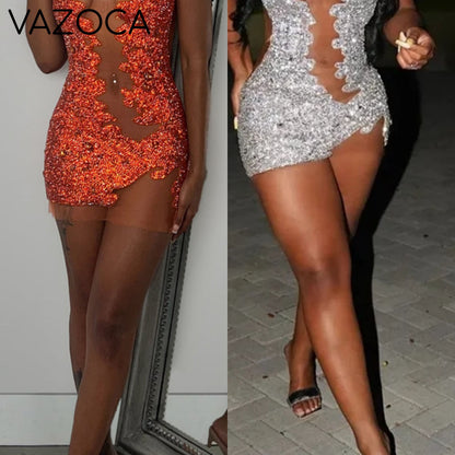 Unique Rhinestone Mini Dress
