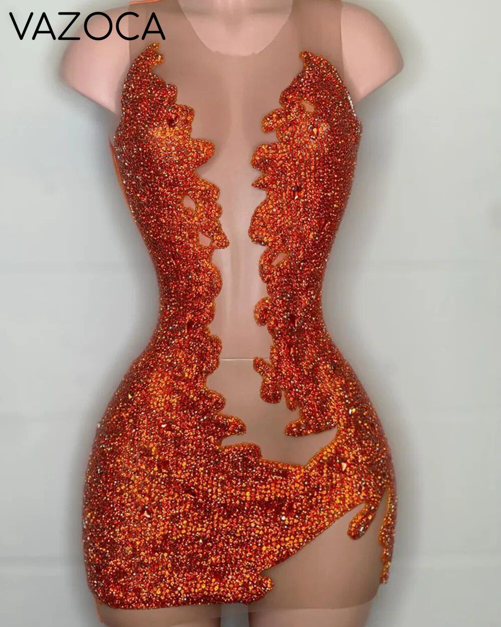 Unique Rhinestone Mini Dress