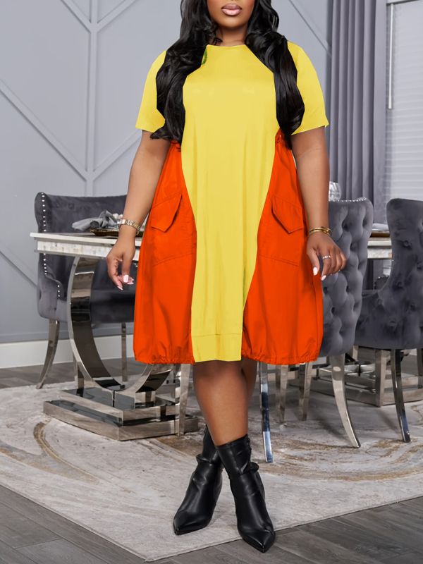 Plus-Size Two-Tone Combo Dress