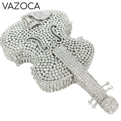 Violin Crystal Clutch Handbag