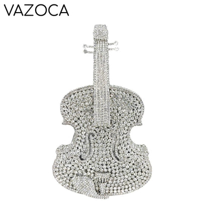 Violin Crystal Clutch Handbag