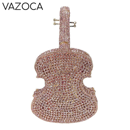 Violin Crystal Clutch Handbag