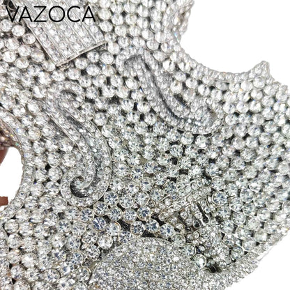 Violin Crystal Clutch Handbag