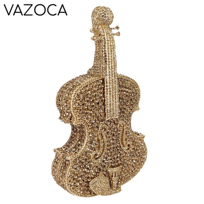 Violin Crystal Clutch Handbag