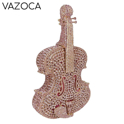 Violin Crystal Clutch Handbag