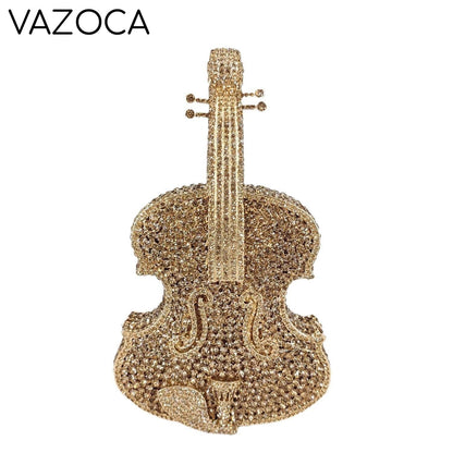 Violin Crystal Clutch Handbag