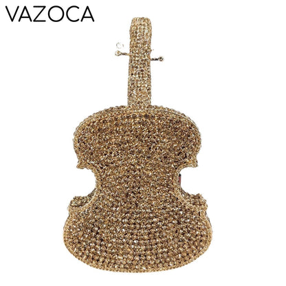 Violin Crystal Clutch Handbag