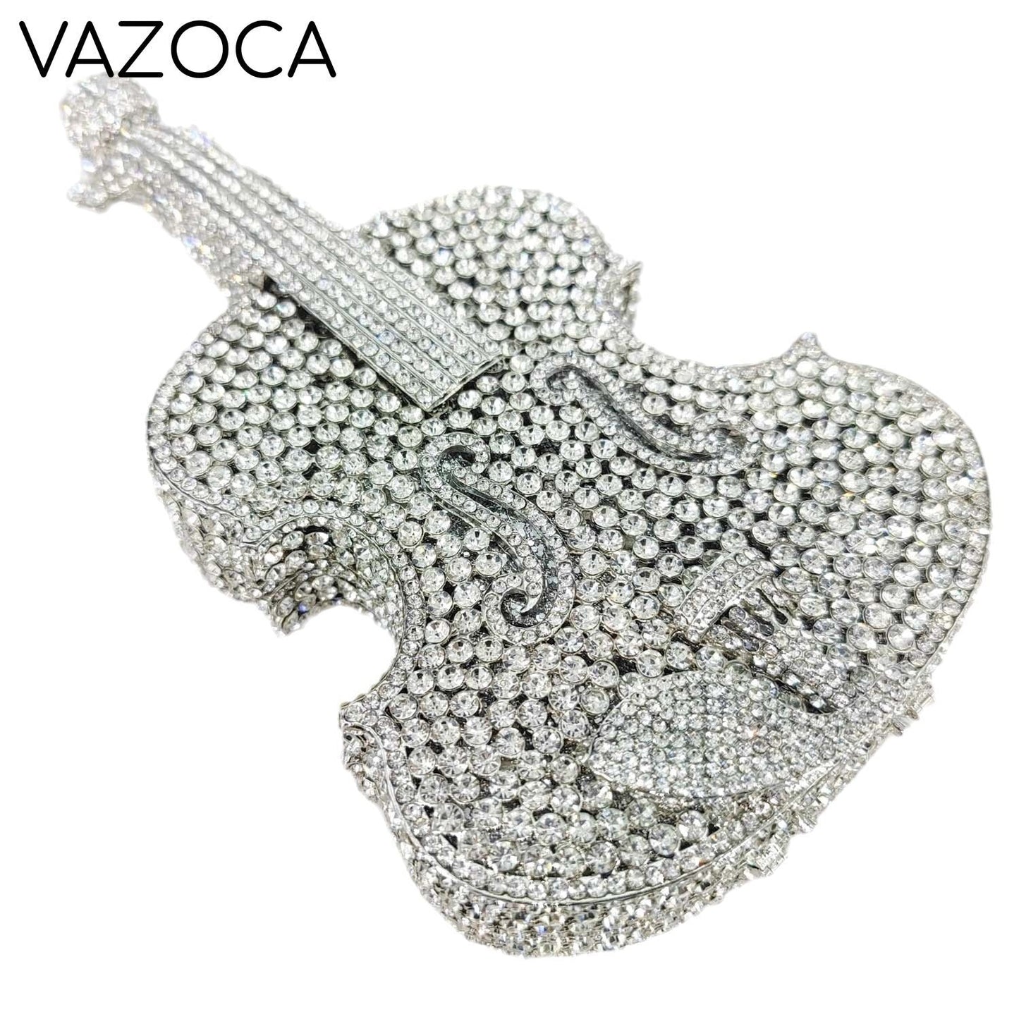 Violin Crystal Clutch Handbag