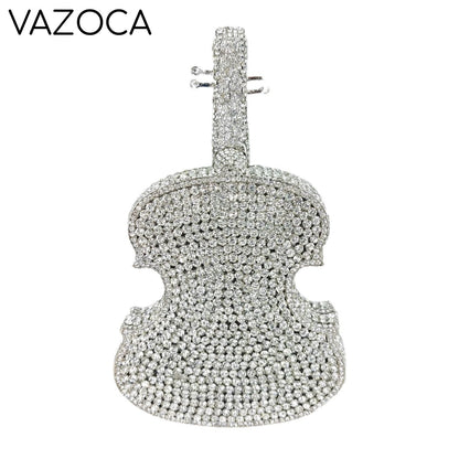 Violin Crystal Clutch Handbag