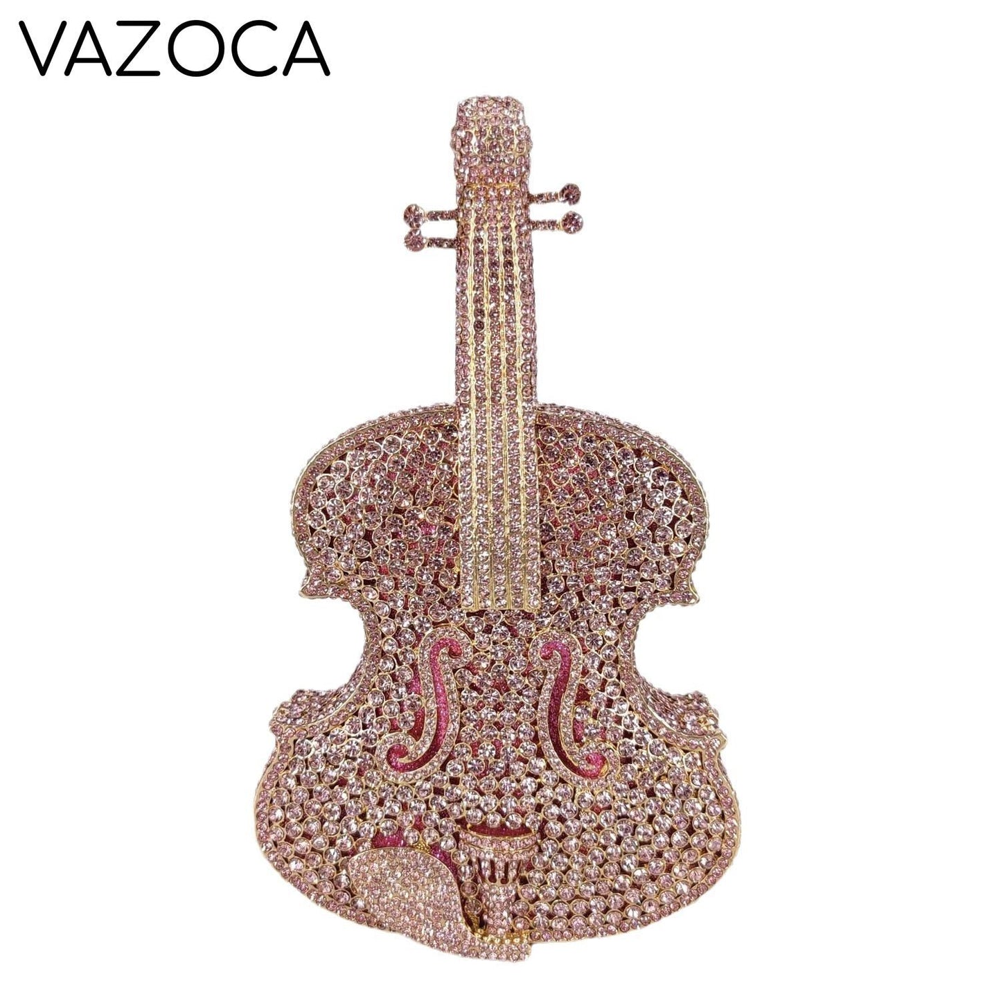 Violin Crystal Clutch Handbag