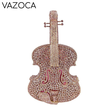 Violin Crystal Clutch Handbag