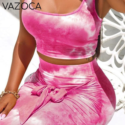 Summer Tie Dye High Waist Suit