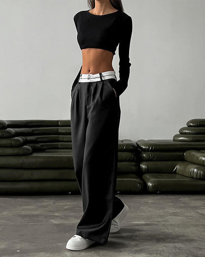 Women Stylish Slim Casual Pants Black