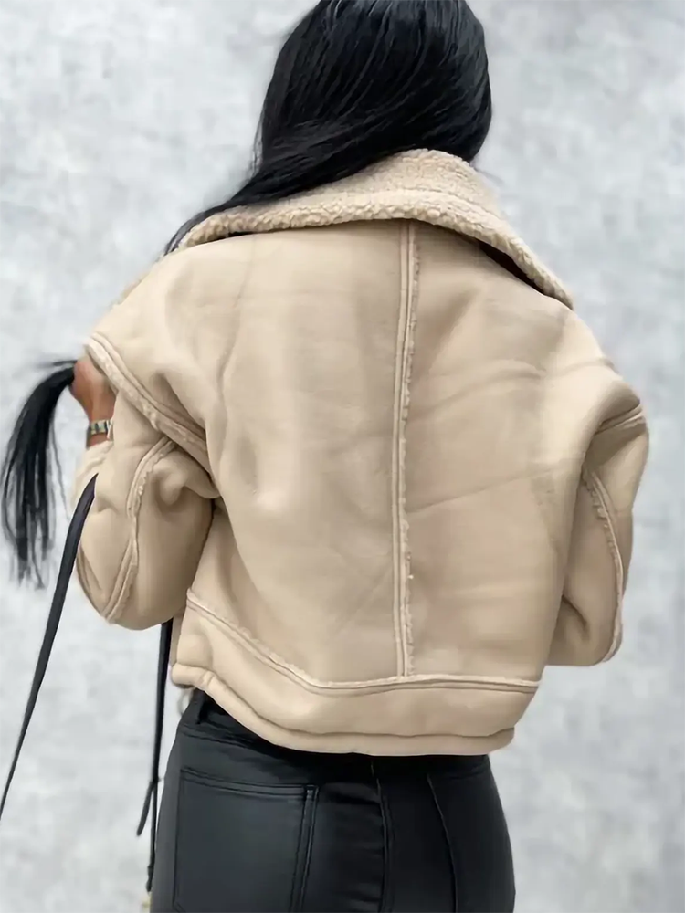 Leather Shearling Crop Jacket