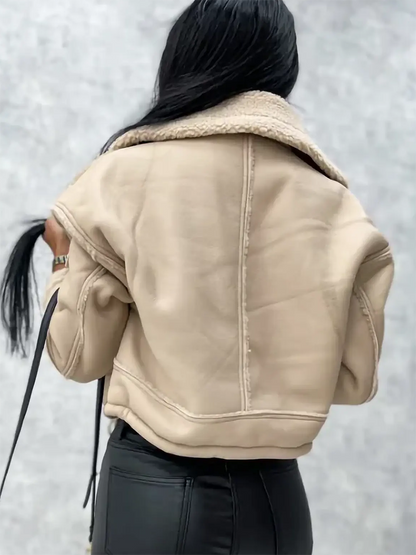 Leather Shearling Crop Jacket