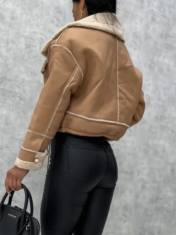 Leather Shearling Crop Jacket
