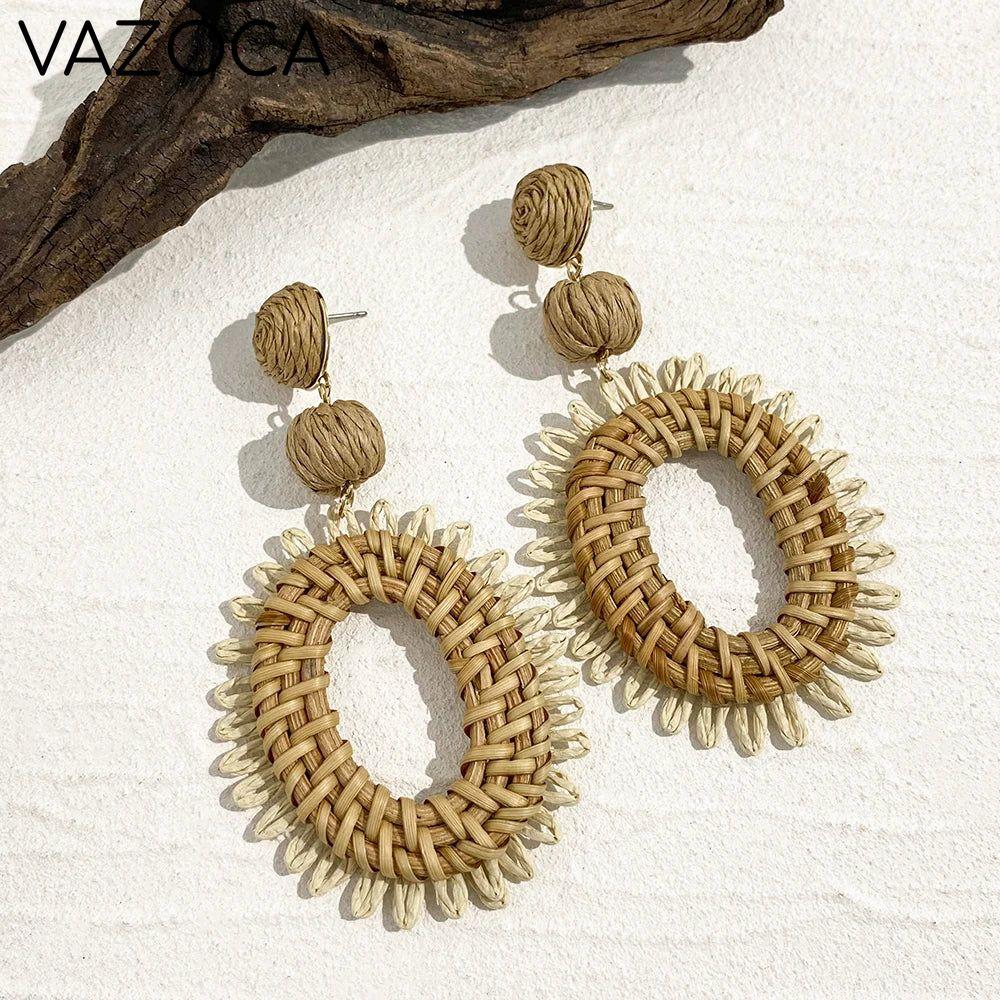 Woven Raffia Dangle Earrings