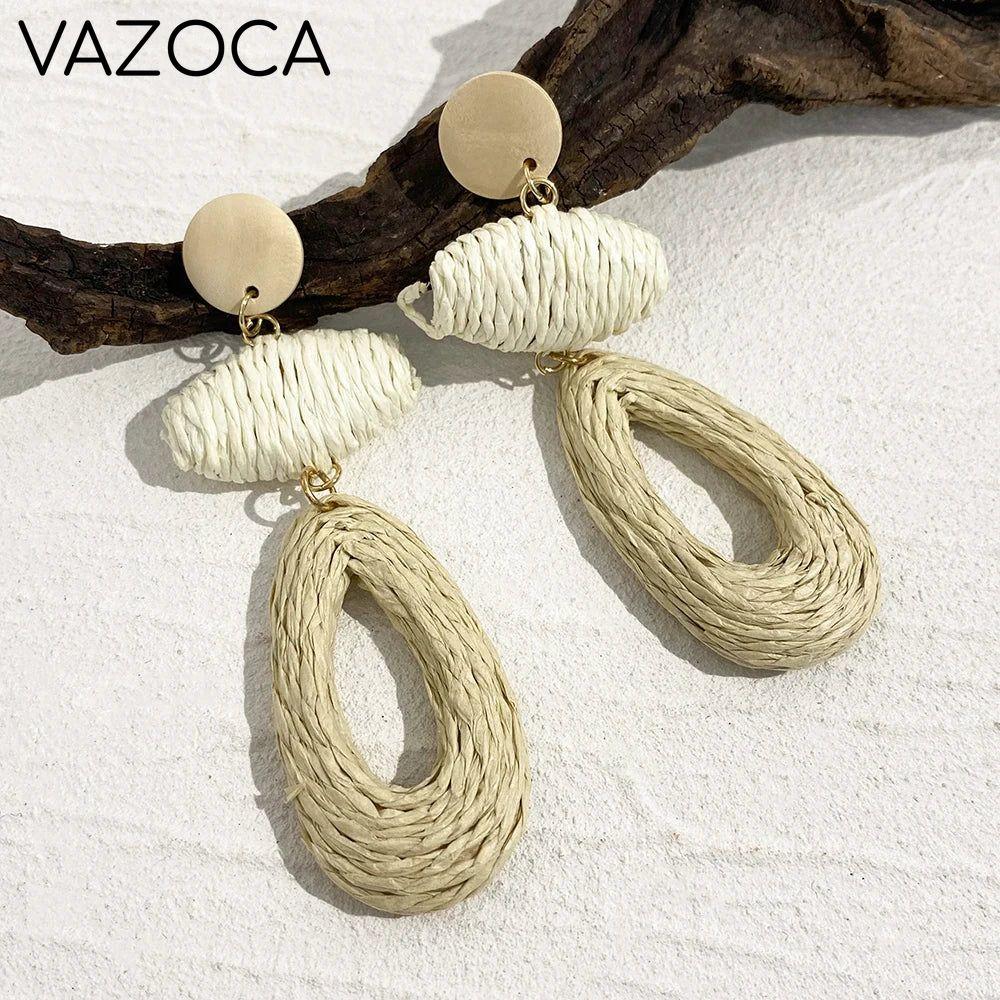 Woven Raffia Dangle Earrings