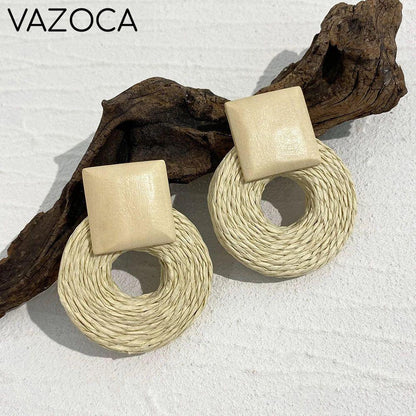 Woven Raffia Dangle Earrings