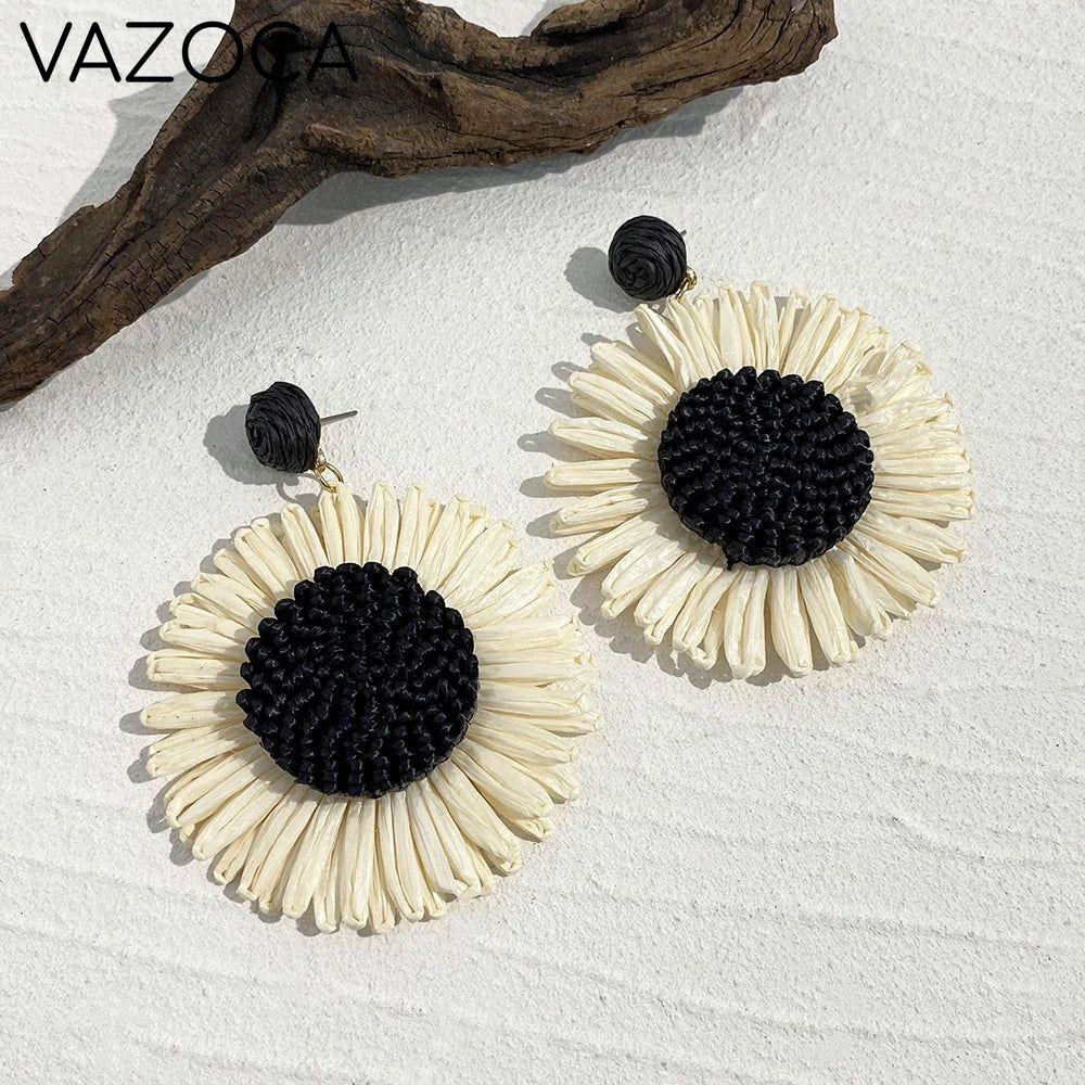 Woven Raffia Dangle Earrings