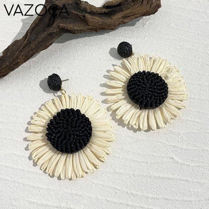 Woven Raffia Dangle Earrings