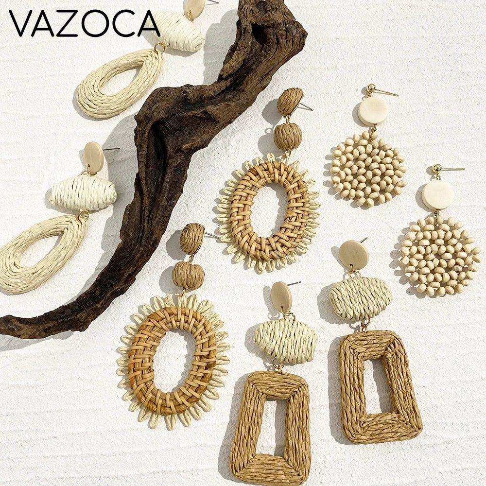 Woven Raffia Dangle Earrings