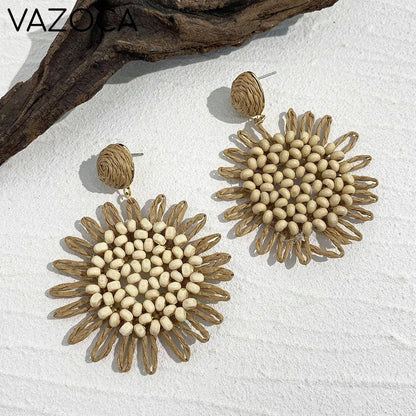 Woven Raffia Dangle Earrings