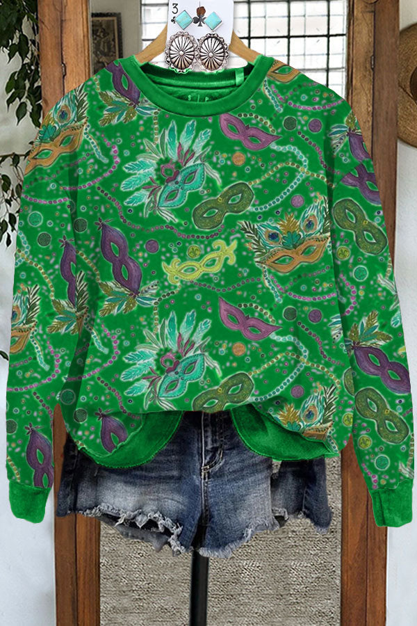 Mardi Gras Print Casual Sweatshirt