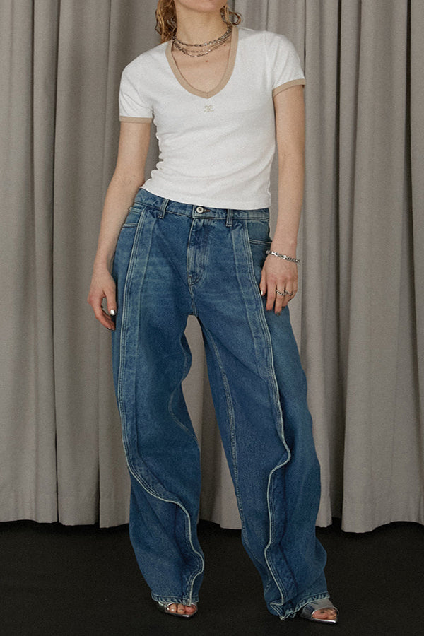 Chic Pleated Front Cocoon Type Jeans