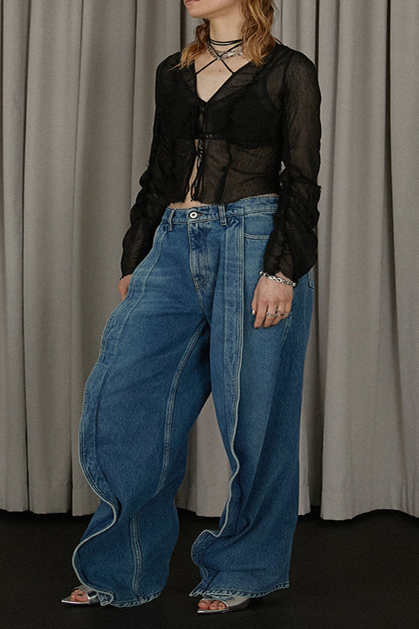 Chic Pleated Front Cocoon Type Jeans