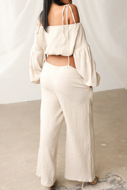 Lantern Sleeve Top & Drawstring pants Set