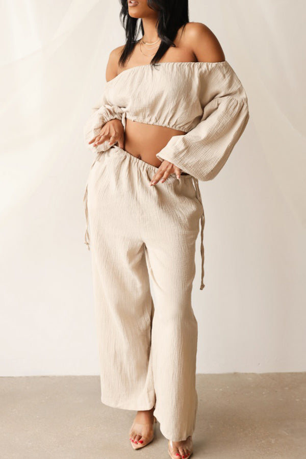 Lantern Sleeve Top & Drawstring pants Set