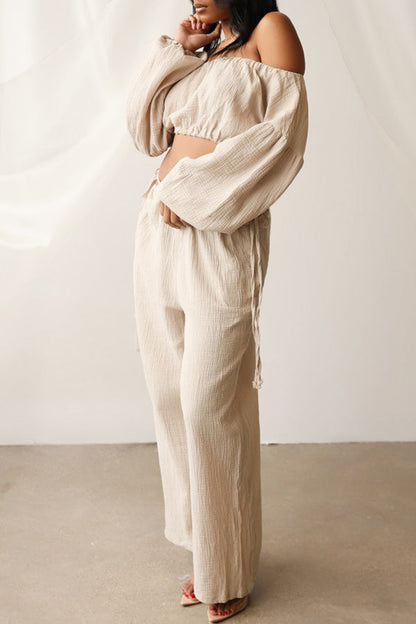 Lantern Sleeve Top & Drawstring pants Set