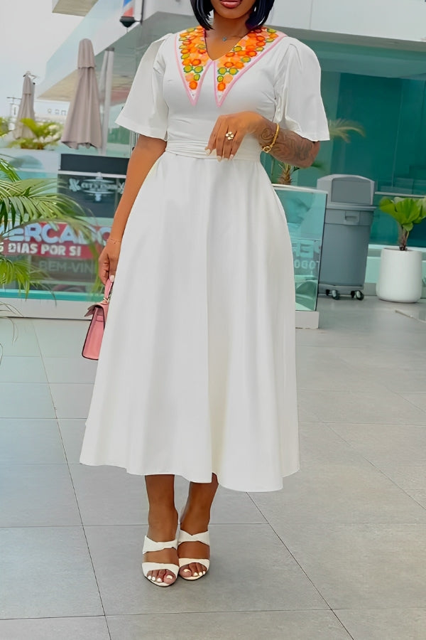 Elegant Belted A-line Midi Dress