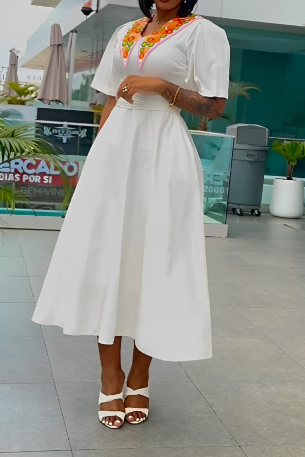 Elegant Belted A-line Midi Dress