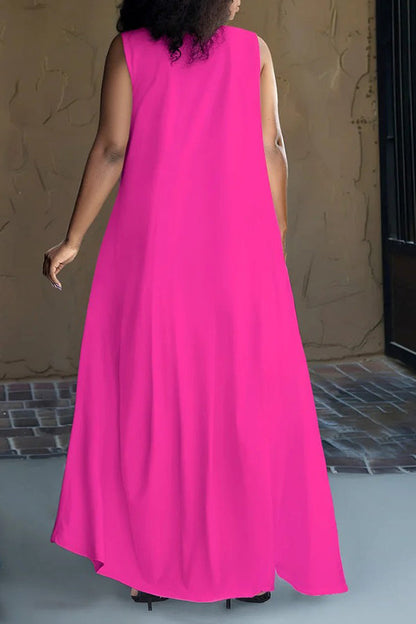 Casual Patched Pocket Split Hem Maxi Dress